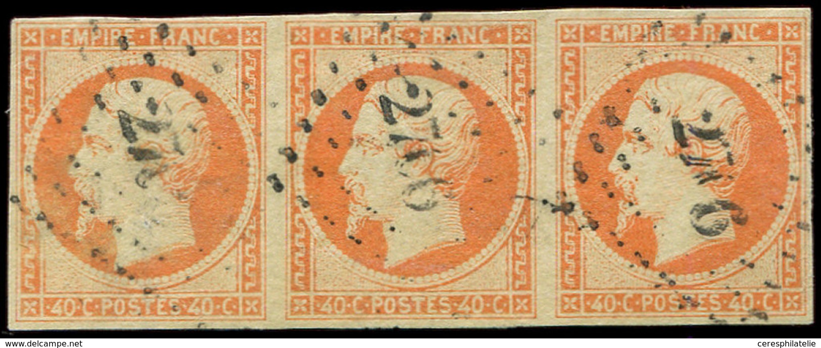 EMPIRE NON DENTELE - 16   40c. Orange, BANDE De 3 Obl. PC 2706 De LA ROCHELLE, TB - 1853-1860 Napoléon III.