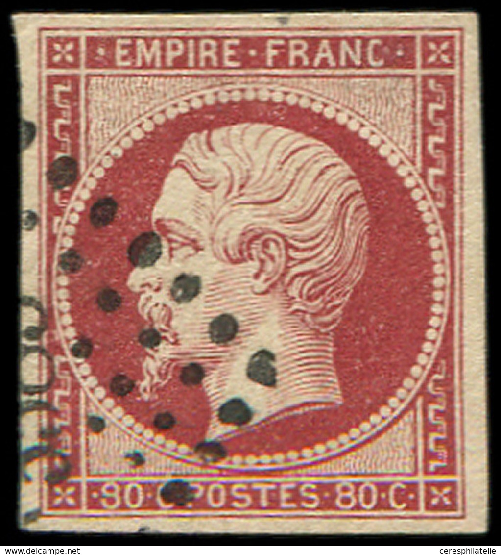 EMPIRE NON DENTELE - 17A  80c. Carmin, Obl. PC, TTB - 1853-1860 Napoleon III