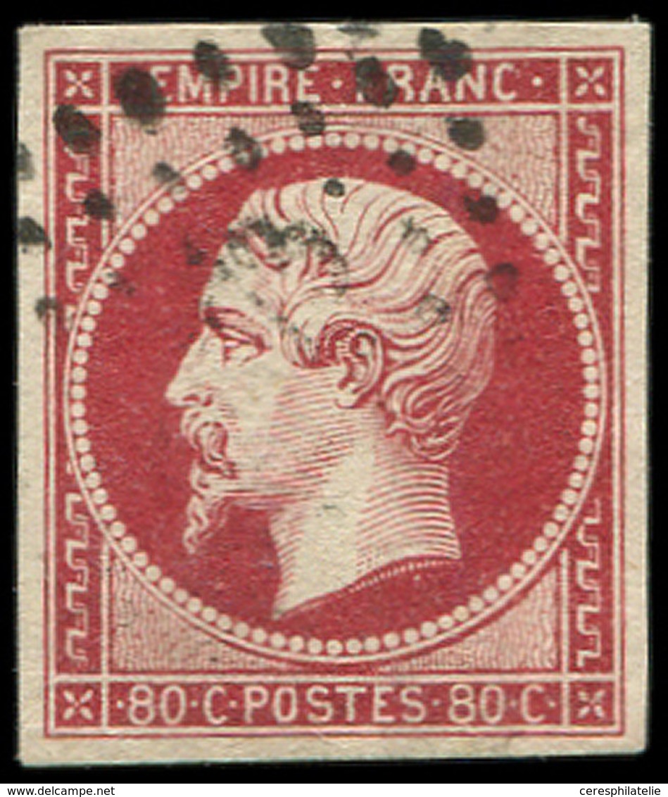 EMPIRE NON DENTELE - 17A  80c. Carmin, Obl. PC, Effigie Dégagée, TB/TTB - 1853-1860 Napoleon III