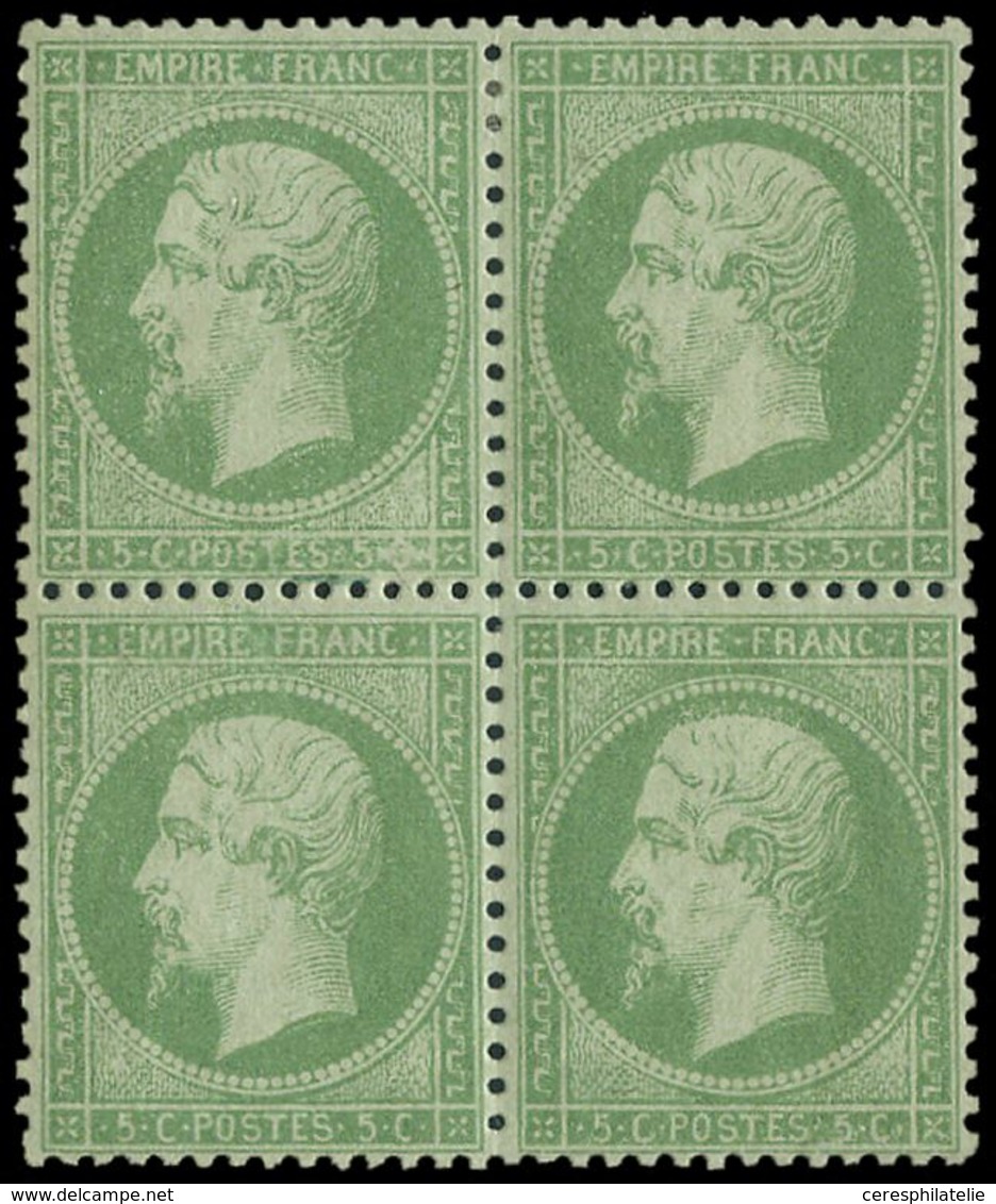 * EMPIRE DENTELE - 20    5c. Vert, BLOC De 4 Bien Centré, 2 Ex. Inf. Trace De Ch., TB - 1862 Napoleon III