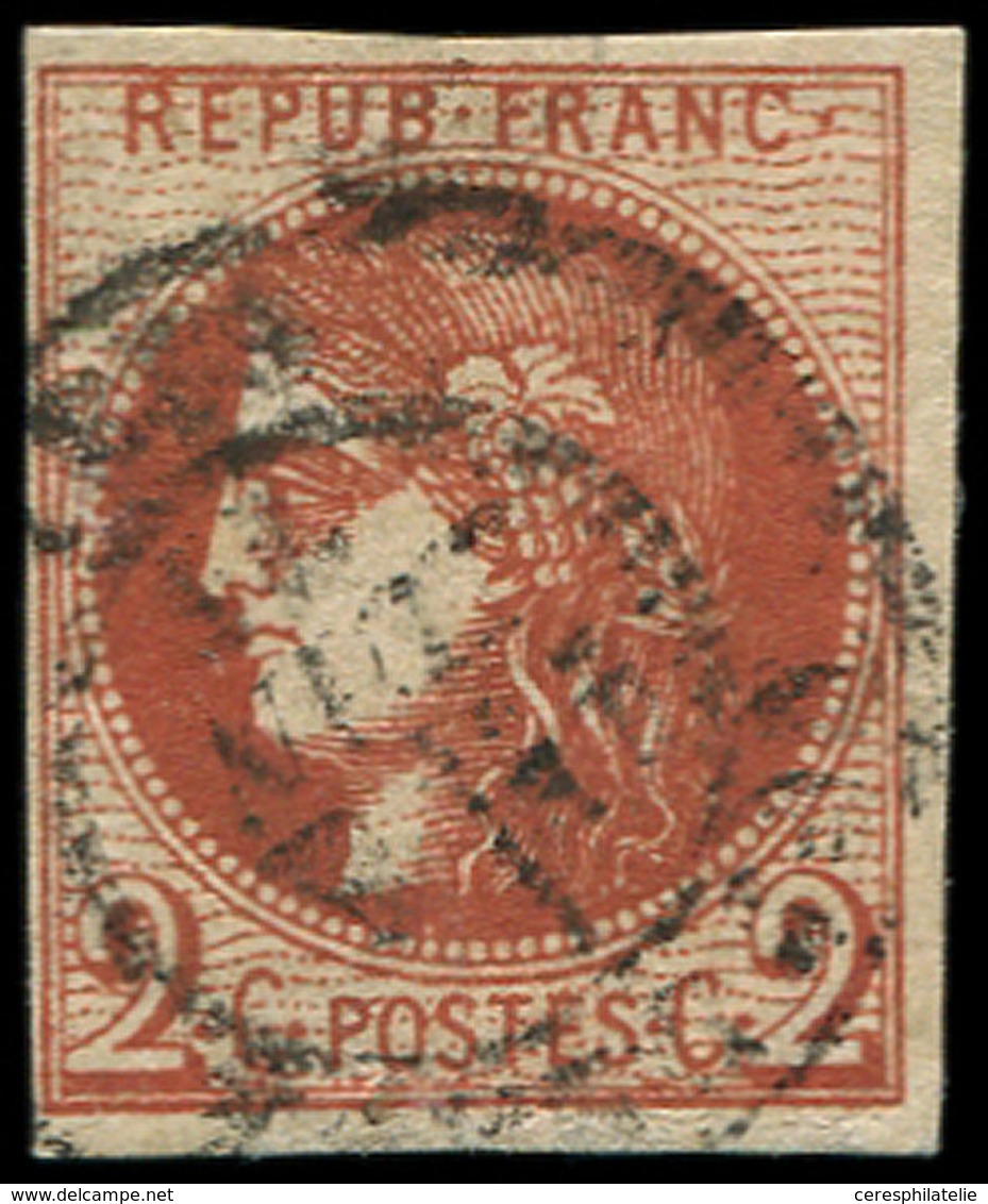 EMISSION DE BORDEAUX - 40Bf  2c. ROUGE-BRIQUE FONCE, R II, Obl. Càd, TB. C - 1870 Bordeaux Printing