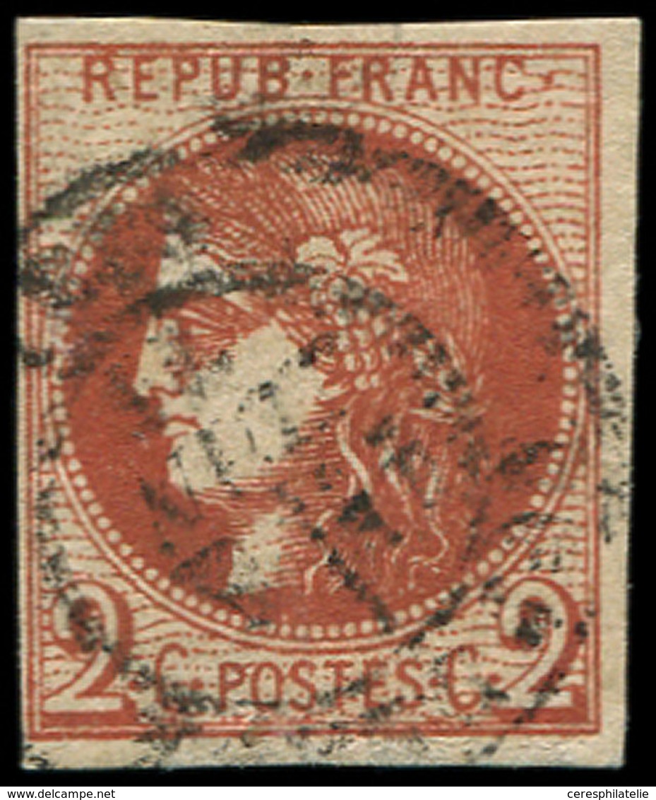 EMISSION DE BORDEAUX - 40Bf  2c. ROUGE-BRIQUE FONCE, R II, Obl. Càd, TB. C - 1870 Emission De Bordeaux