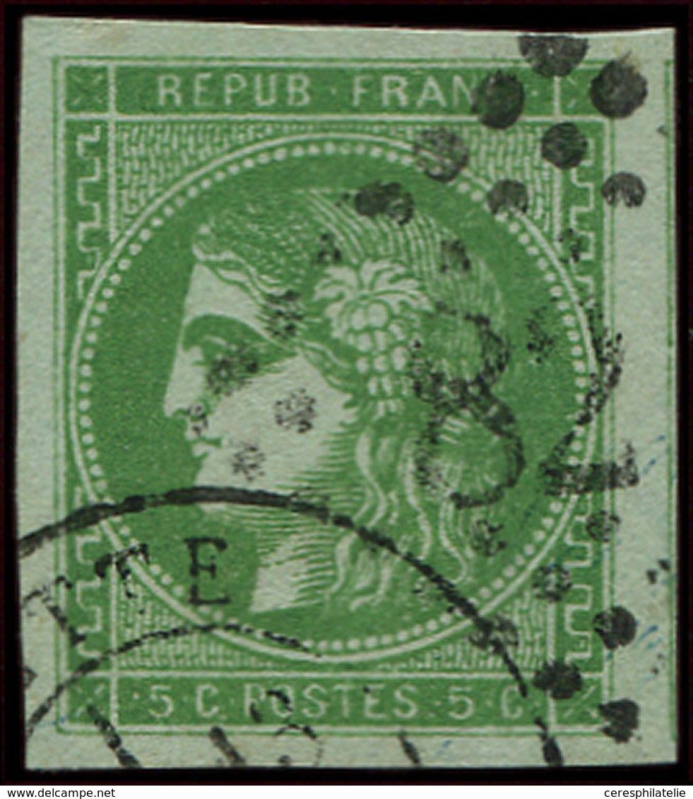 EMISSION DE BORDEAUX - 42Ba  5c. Vert-jaune Foncé, R II, Grandes Marges, Obl. GC Et Càd T17, TTB/Superbe - 1870 Ausgabe Bordeaux