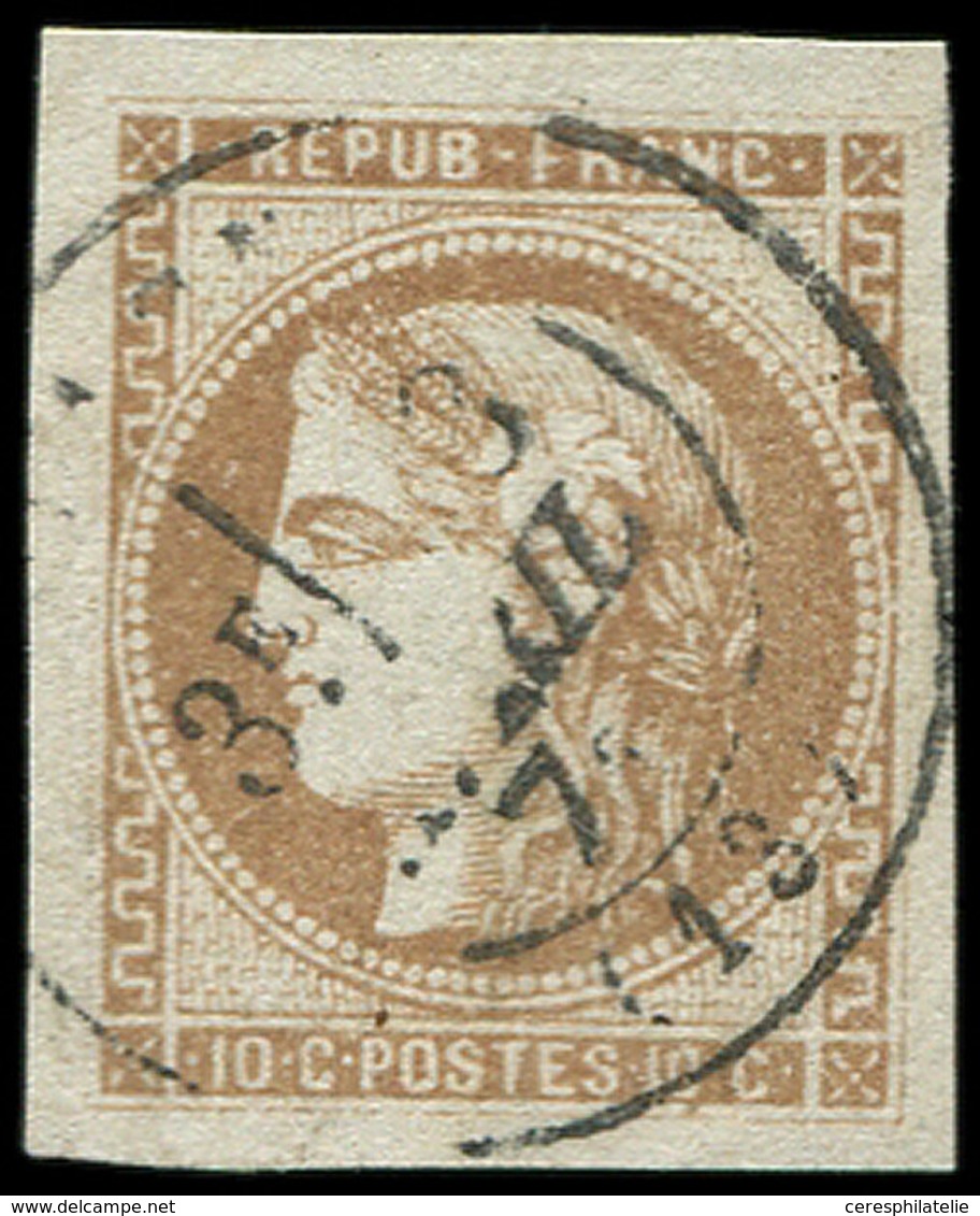 EMISSION DE BORDEAUX - 43Aa 10c. Brun Clair, R I, Marges énormes, Obl. Càd T17, TTB - 1870 Bordeaux Printing