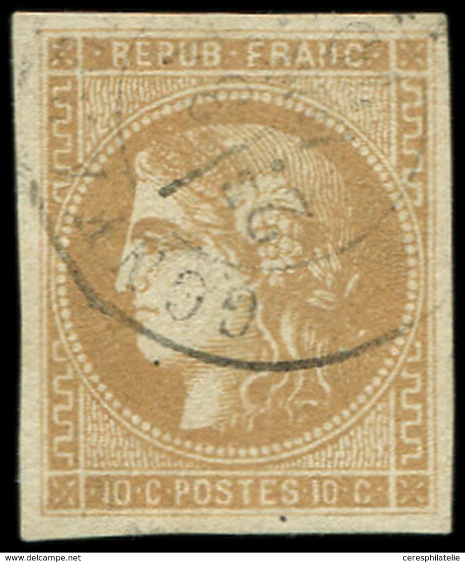 EMISSION DE BORDEAUX - 43Aa 10c. Brun Clair, R I, Obl. Càd T17, TB. C - 1870 Bordeaux Printing