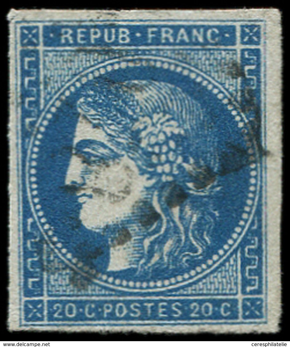 EMISSION DE BORDEAUX - 45Aa 20c. Bleu Foncé, T II, R I, Obl. GC, TB - 1870 Emission De Bordeaux