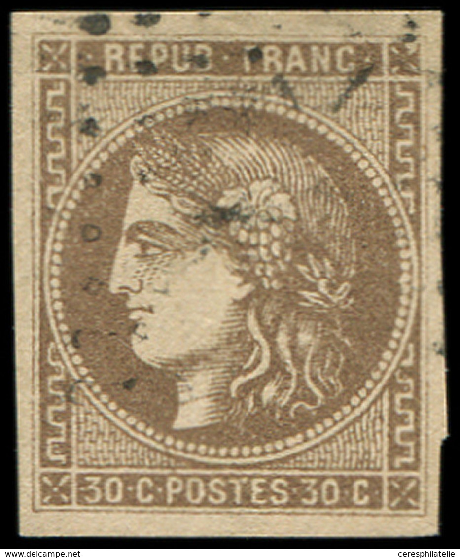 EMISSION DE BORDEAUX - 47   30c. Brun, Grandes Marges, Obl. Légère, TTB - 1870 Emisión De Bordeaux