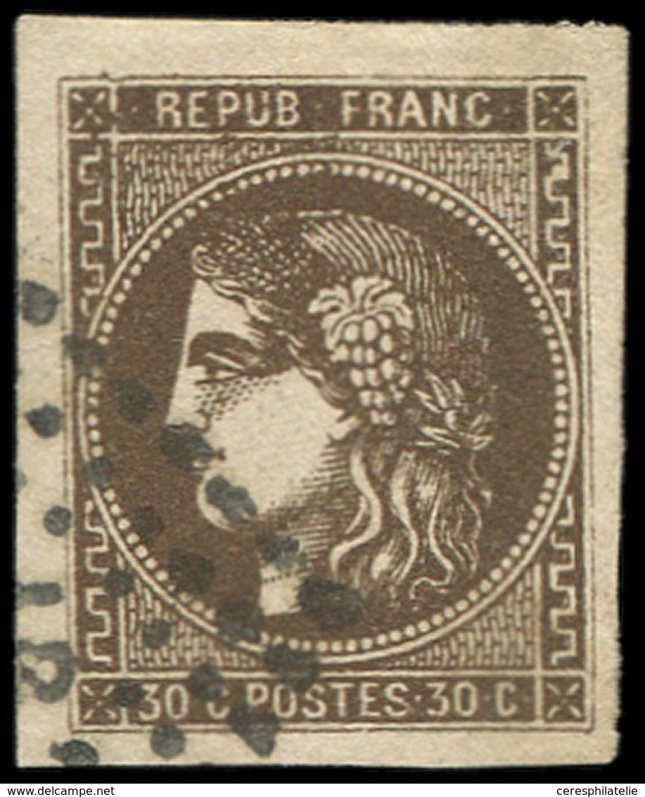 EMISSION DE BORDEAUX - 47d  30c. Brun Foncé, Obl., Superbe - 1870 Emission De Bordeaux