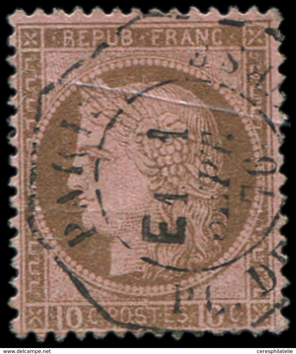 CERES DENTELE - 54   10c. Brun Sur Rose, Obl. Càd Octog. Levée Exceptionnelle, PARIS/PL. DE (LA BOURSE) E1 1/9/76, TB/TT - 1871-1875 Ceres