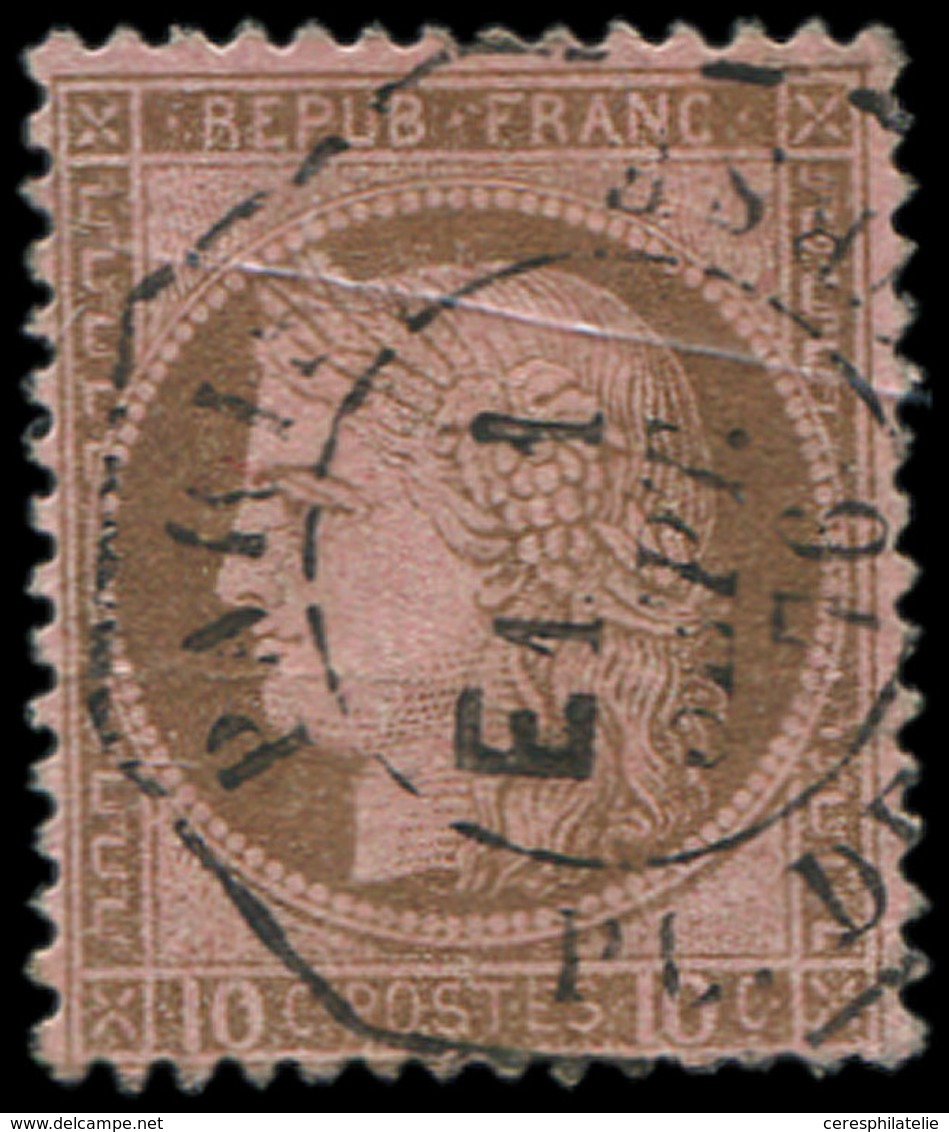 CERES DENTELE - 54   10c. Brun Sur Rose, Obl. Càd Octog. Levée Exceptionnelle, PARIS/PL. DE (LA BOURSE) E1 1/9/76, TB/TT - 1871-1875 Cérès