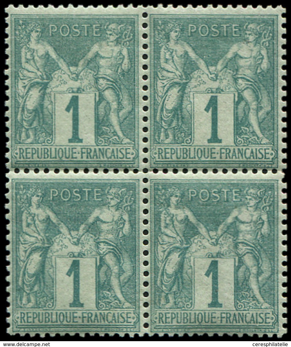 ** TYPE SAGE - 61    1c. Vert, BLOC De 4, Bien Centré Et TB. S - 1876-1878 Sage (Type I)