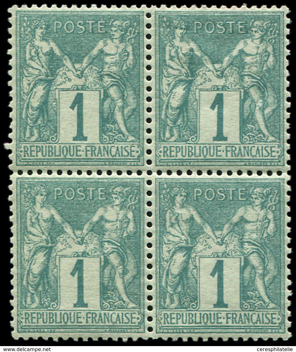 ** TYPE SAGE - 61    1c. Vert, BLOC De 4 Très Bien Centré, 1 Ex. *, TB - 1876-1878 Sage (Type I)