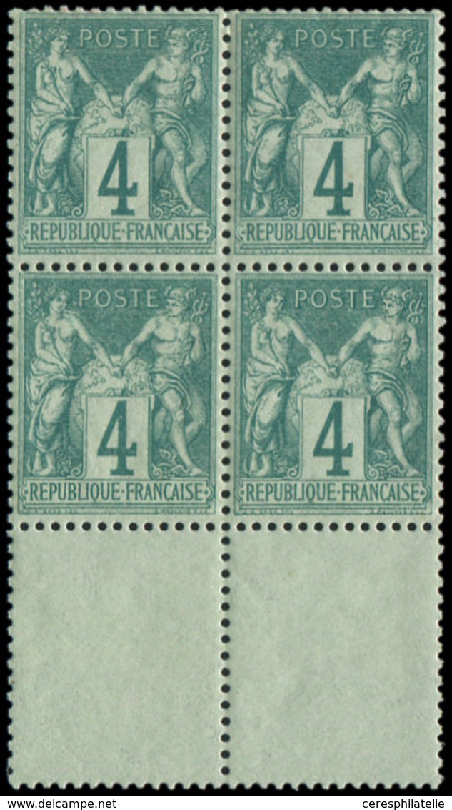 ** TYPE SAGE - 63    4c. Vert, BLOC De 4 Bdf, Centrage Parfait, Fraîcheur Postale, Superbe - 1876-1878 Sage (Typ I)