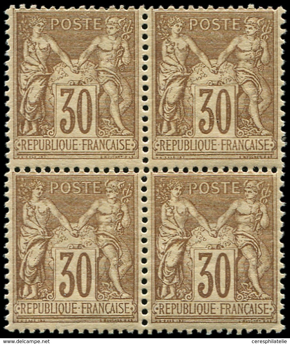 ** TYPE SAGE - 80a  30c. Brun, BLOC De 4, Jolie Nuance, TB - 1876-1878 Sage (Typ I)