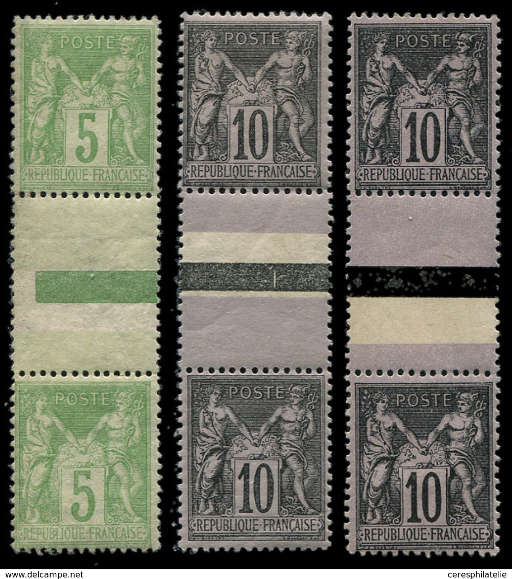 * TYPE SAGE - 89f, 103b, 106a, Les 3 Paires T I Et II Se Tenant, TB - 1876-1878 Sage (Typ I)