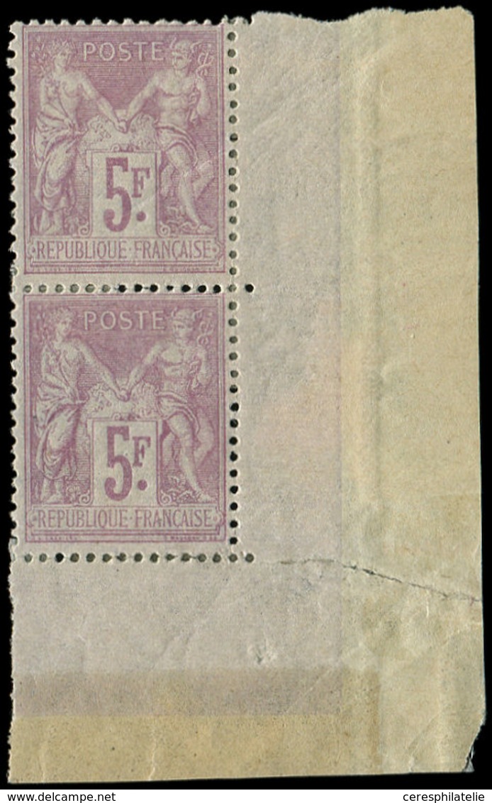 * TYPE SAGE - 95    5f. Violet Pâle, PAIRE Cdf, Qqs Adh. Mais Néanmoins Plaisante Car Très Bien Centrée, TB - 1876-1878 Sage (Typ I)