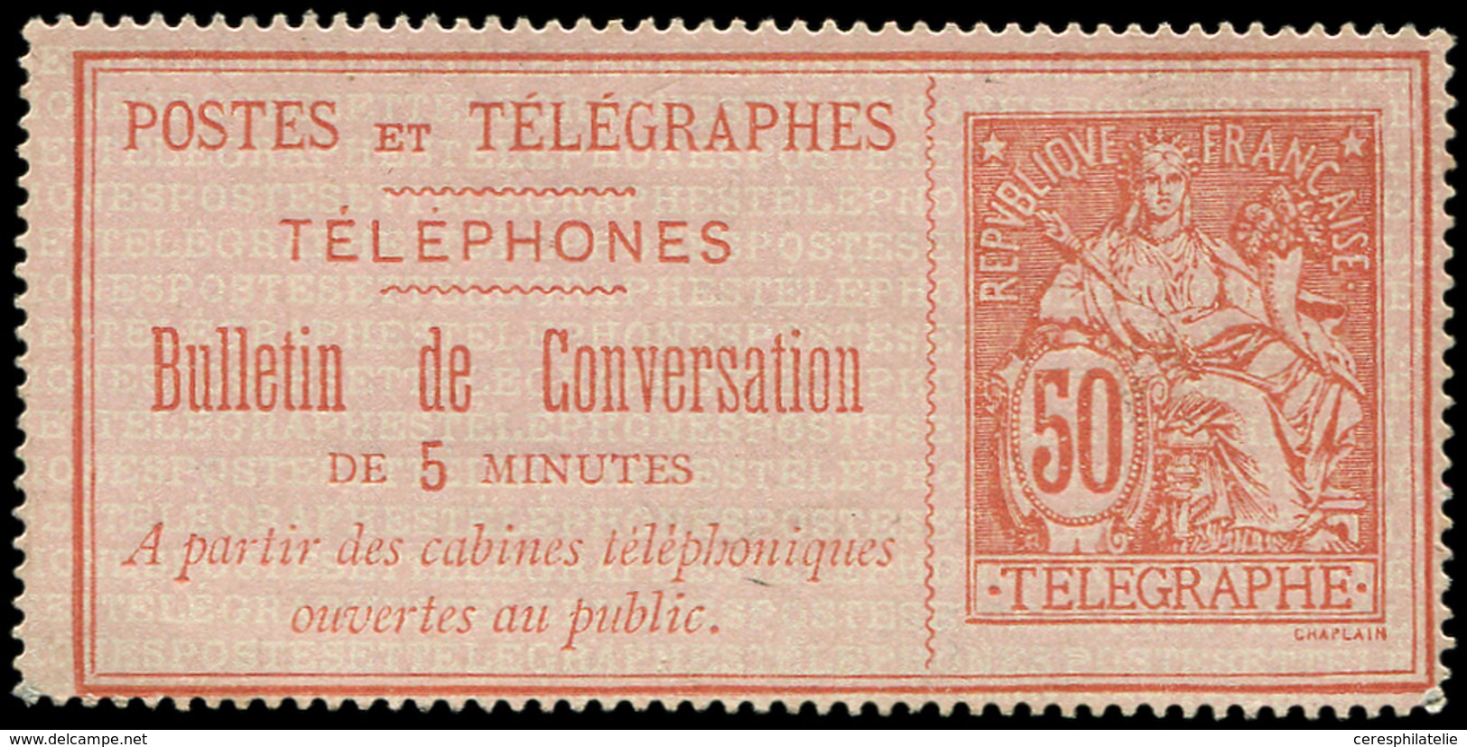 (*) TELEPHONE - Téléphone 9 : 50c. Rouge Sur Rose, TB - Télégraphes Et Téléphones