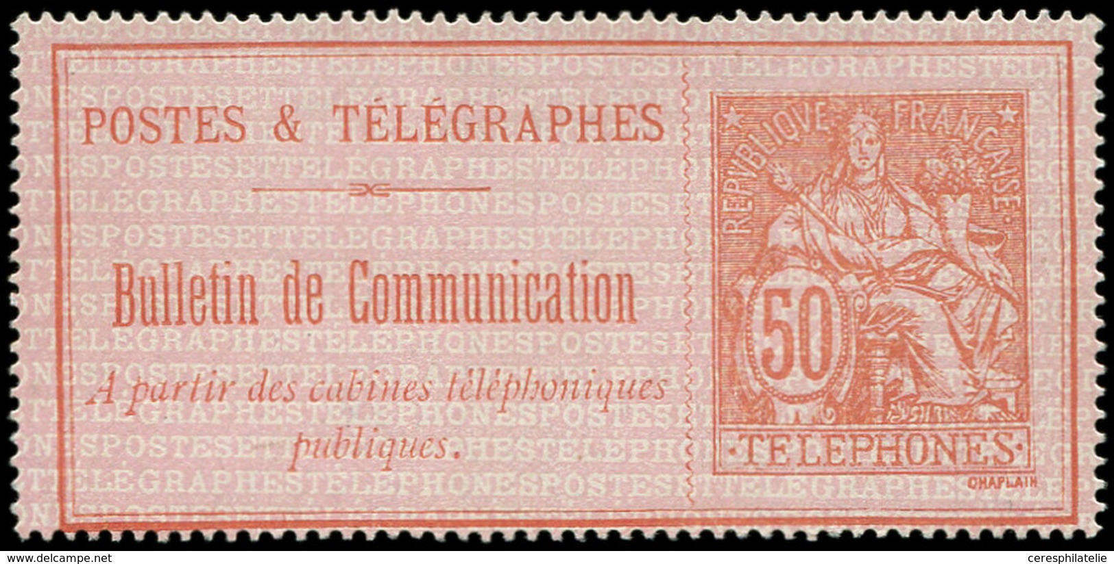 (*) TELEPHONE - Téléphone 18 : 50c. Rouge Sur Rose, TB - Télégraphes Et Téléphones