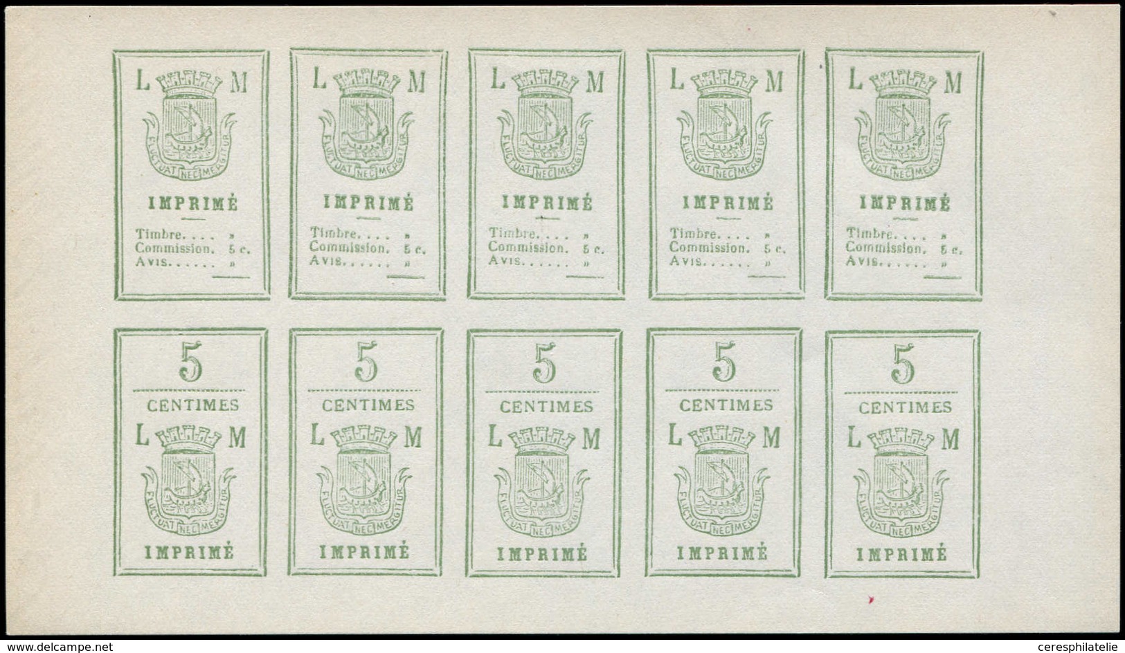 (*) Guerre De 1870 -  Office Lorin 1 Et 4 : Vert, Bloc De 5 Paires, TB - War 1870