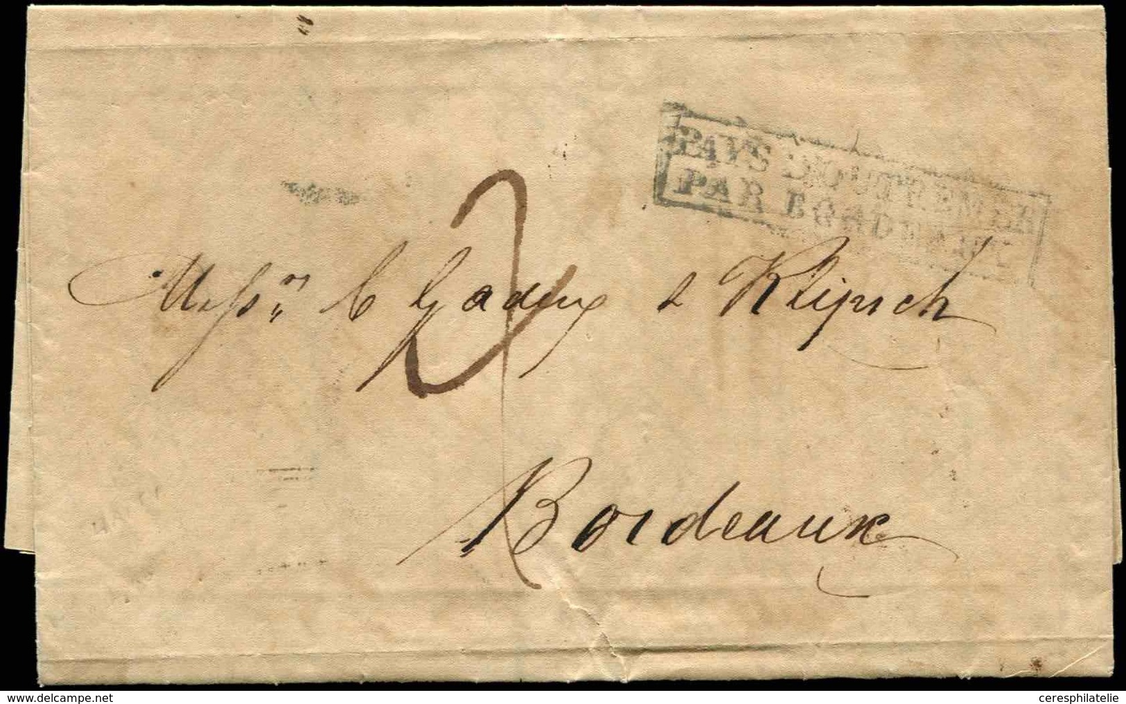 Let POSTE MARITIME - MP Encadrée PAYS D'OUTREMER/PAR BORDEAUX S. LAC De Port Au Prince 1829, TB - Maritime Post
