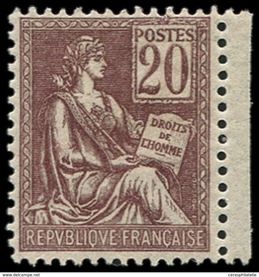 ** EMISSIONS DU XXème SIECLE - 113   Mouchon, 20c. Brun-lilas, Nuance Foncée, Bon Centrage, Petit Bdf, TTB - Unused Stamps