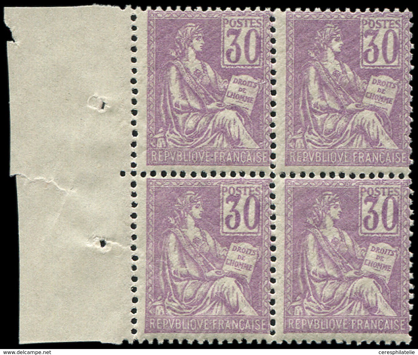 ** EMISSIONS DU XXème SIECLE - 115   Mouchon, 30c. Violet, BLOC De 4 Bdf, TB - Unused Stamps