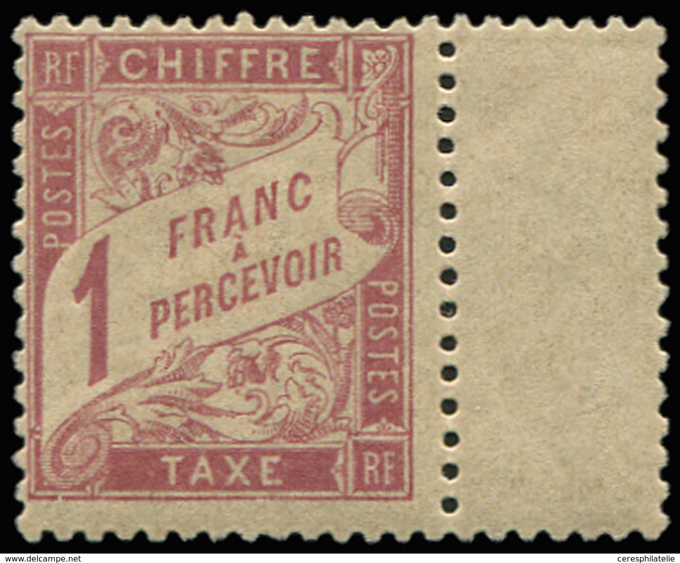 * TAXE - 39   1f. Rose Sur Paille, Inf. Ch., Bdf, TB - 1859-1959 Afgestempeld