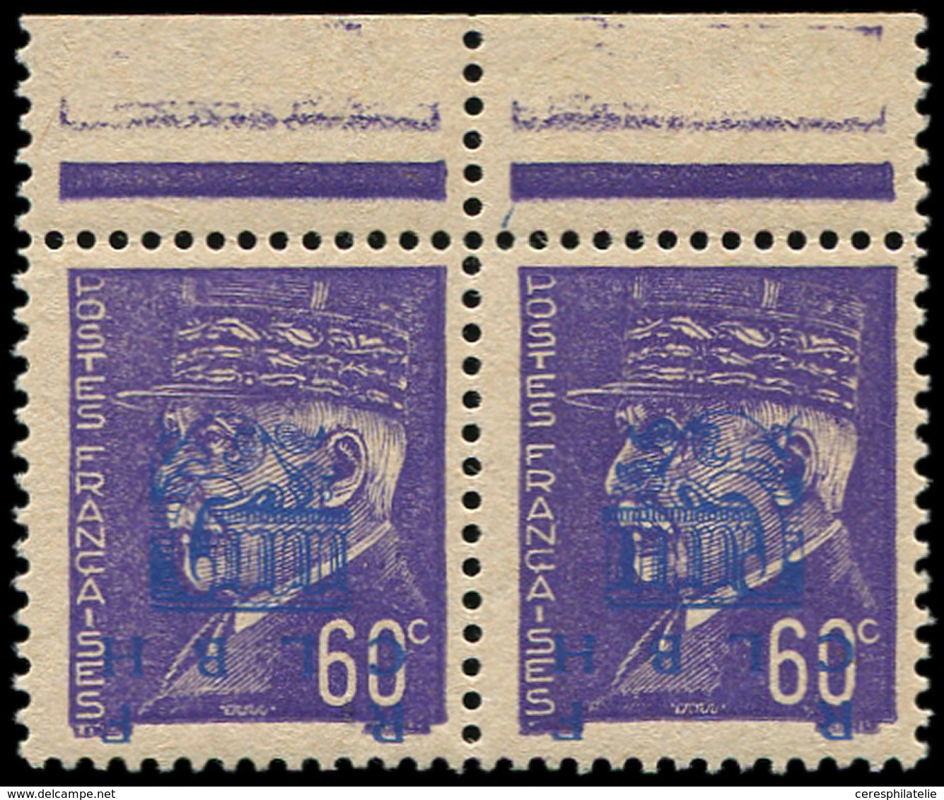 ** TIMBRES DE LIBERATION - DECAZEVILLE 2 : 60c. Violet, PAIRE Surch. T I + T II RENVERSEES, Bdf, TB - Befreiung