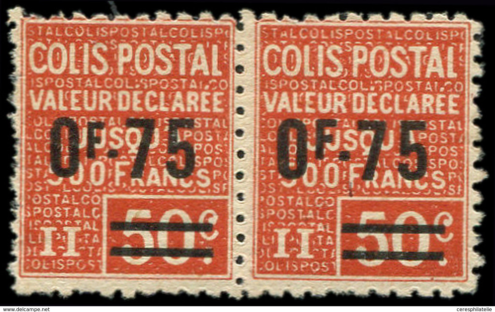 ** COLIS POSTAUX  (N° Et Cote Maury) - 91a   0f75 Sur 50c. Rouge, F Plus Petit Tenant à Normal, TB - Mint/Hinged