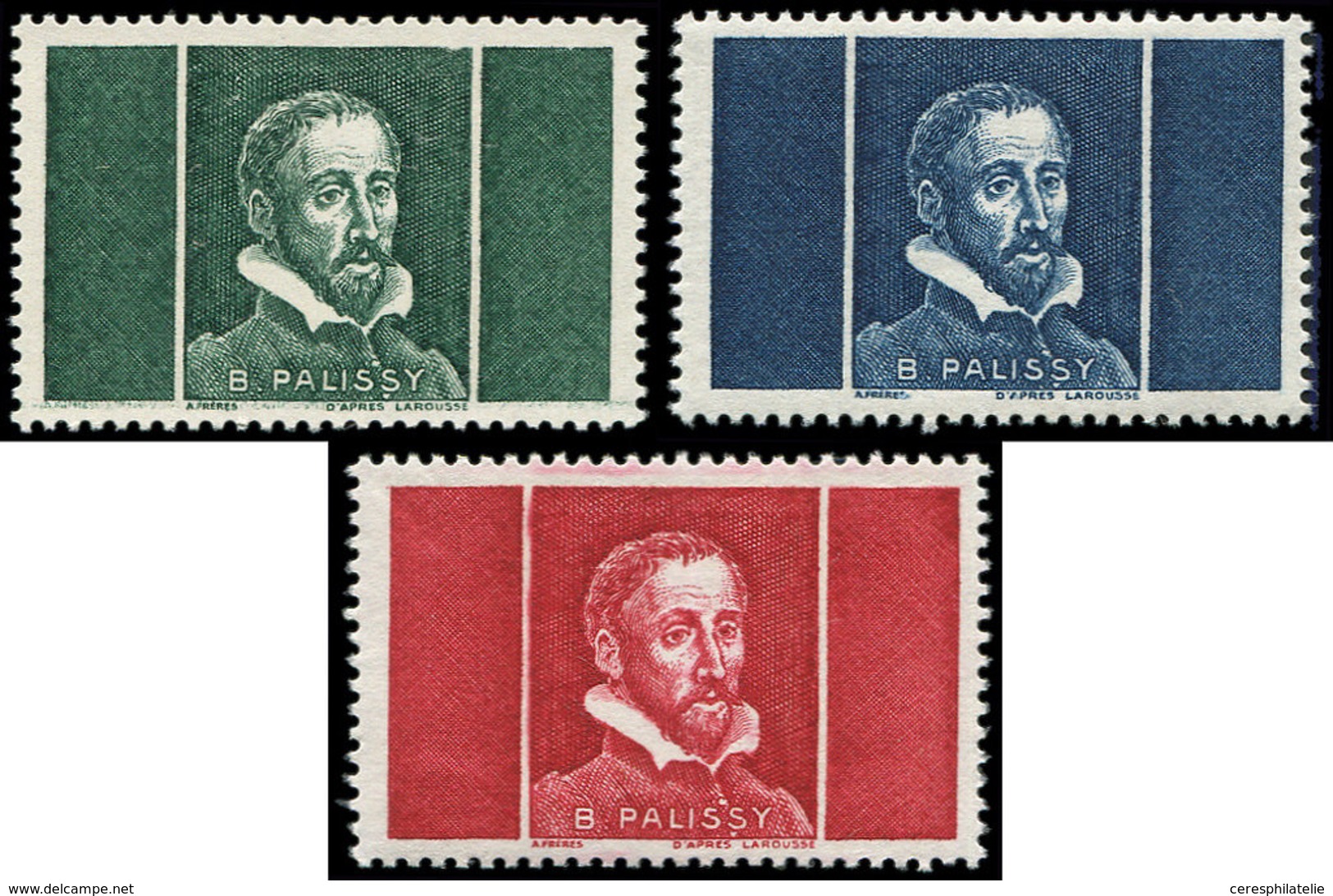 ** Spécialités Diverses - PALISSY Pa46, 47 Et 48 : Vert, Rouge Et Bleu, TB - Ficticios