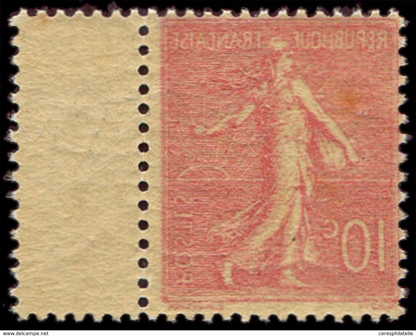 ** VARIETES - 129c  Semeuse Lignée, 10c. Rose, RECTO VERSO, Bdf, TB - Ungebraucht