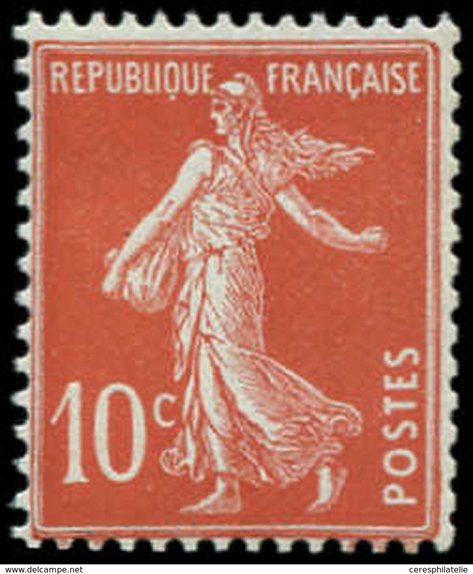 ** VARIETES - 138fa Semeuse Camée, 10c. Rouge, T II, Papier X, TB - Unused Stamps