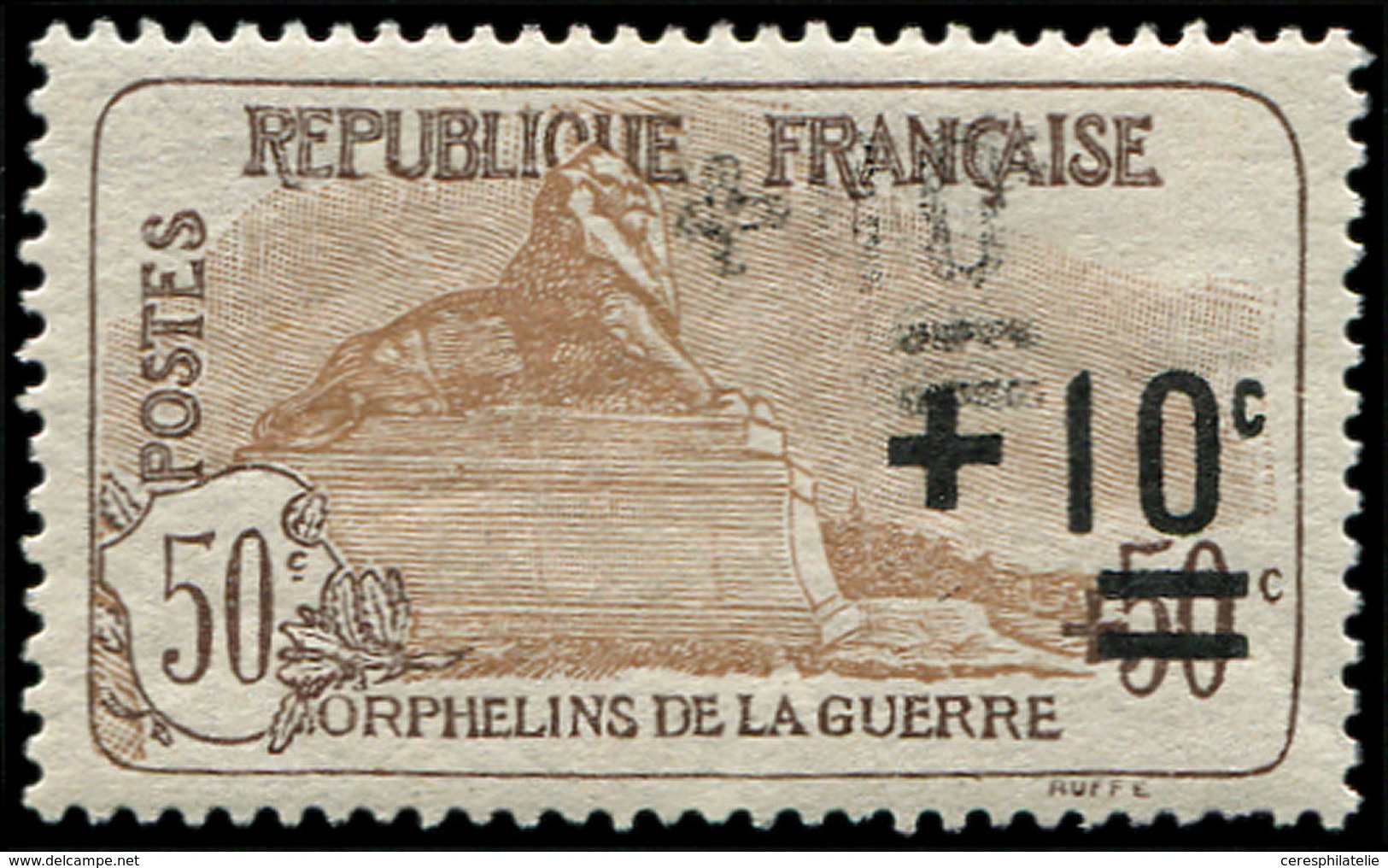 * VARIETES - 167   2ème Série Orphelins, +10c. S. 50c. + 50c. Bistre, DOUBLE SURCHARGE (faible), Froissure De Gomme, TB. - Unused Stamps