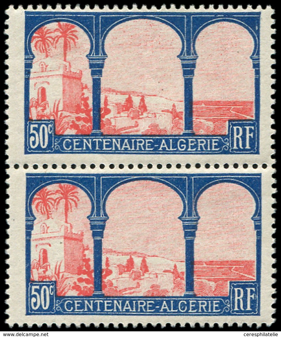 ** VARIETES - 263b  Centenaire De L'Algérie, 50c. Bleu Et Rose, ALCERIE Tenant à Normal, TB - Ungebraucht