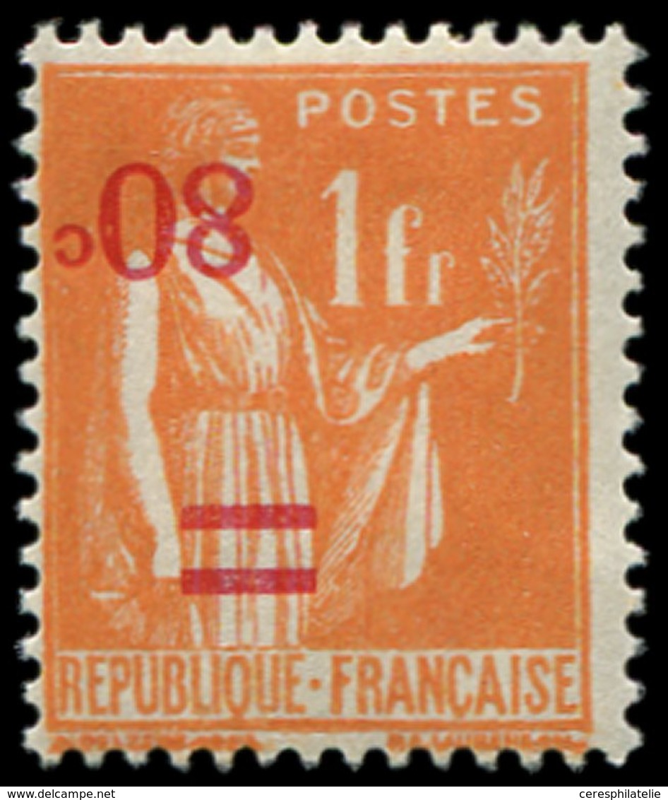 * VARIETES - 359b  Paix, 80c. S. 1f. Orange, Surcharge RENVERSEE, TB - Unused Stamps