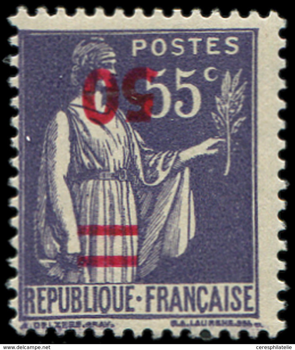 ** VARIETES - 478a  Paix, 50 S. 55c. Violet, Surcharge RENVERSEE, TB - Unused Stamps