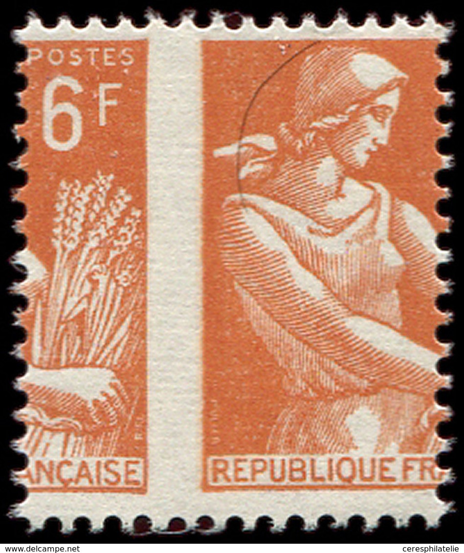 ** VARIETES - 1115d  Paysanne, 6f. Brun-rouge, PIQUAGE à CHEVAL, TB - Unused Stamps