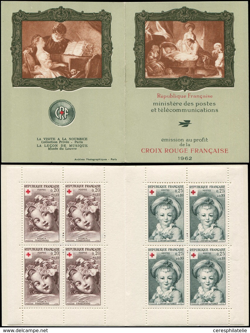 ** VARIETES - 1366a/67a Croix Rouge 1962, 2ème Tirage, Carnet De 4 Paires, TB - Unused Stamps