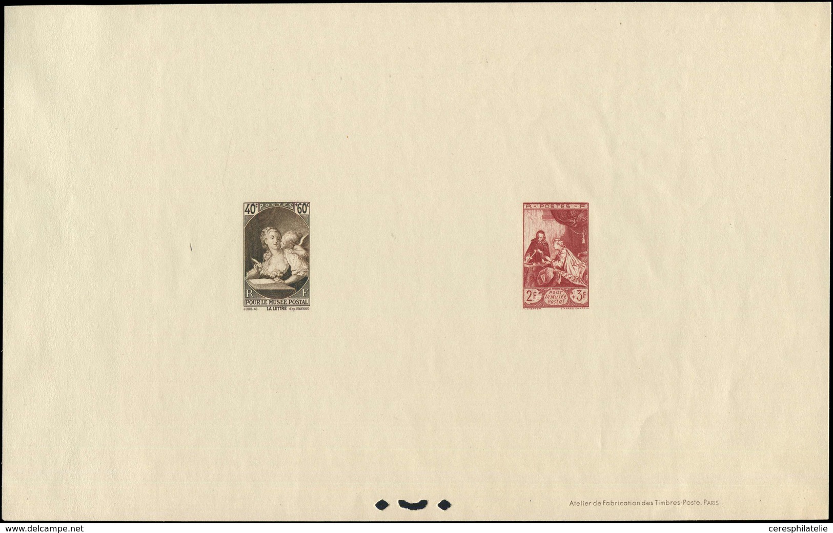 EPREUVES DE LUXE - 446 Et 753 Musée Postal, épreuve Collective, TTB - Pruebas De Lujo