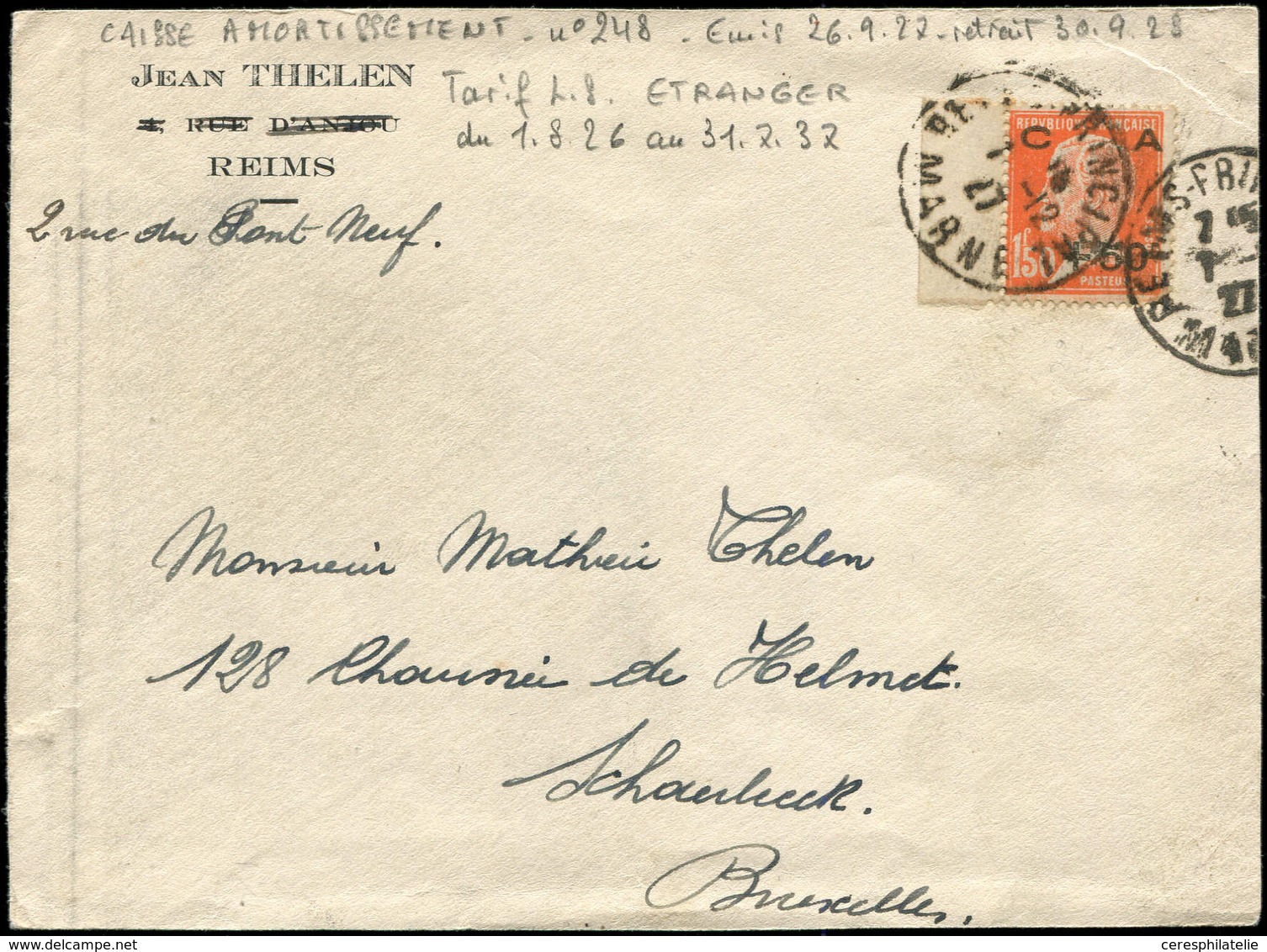 Let LETTRES DU XXe SIECLE - N°248 1/12/27, Env. P. L'Etranger, TB - Covers & Documents