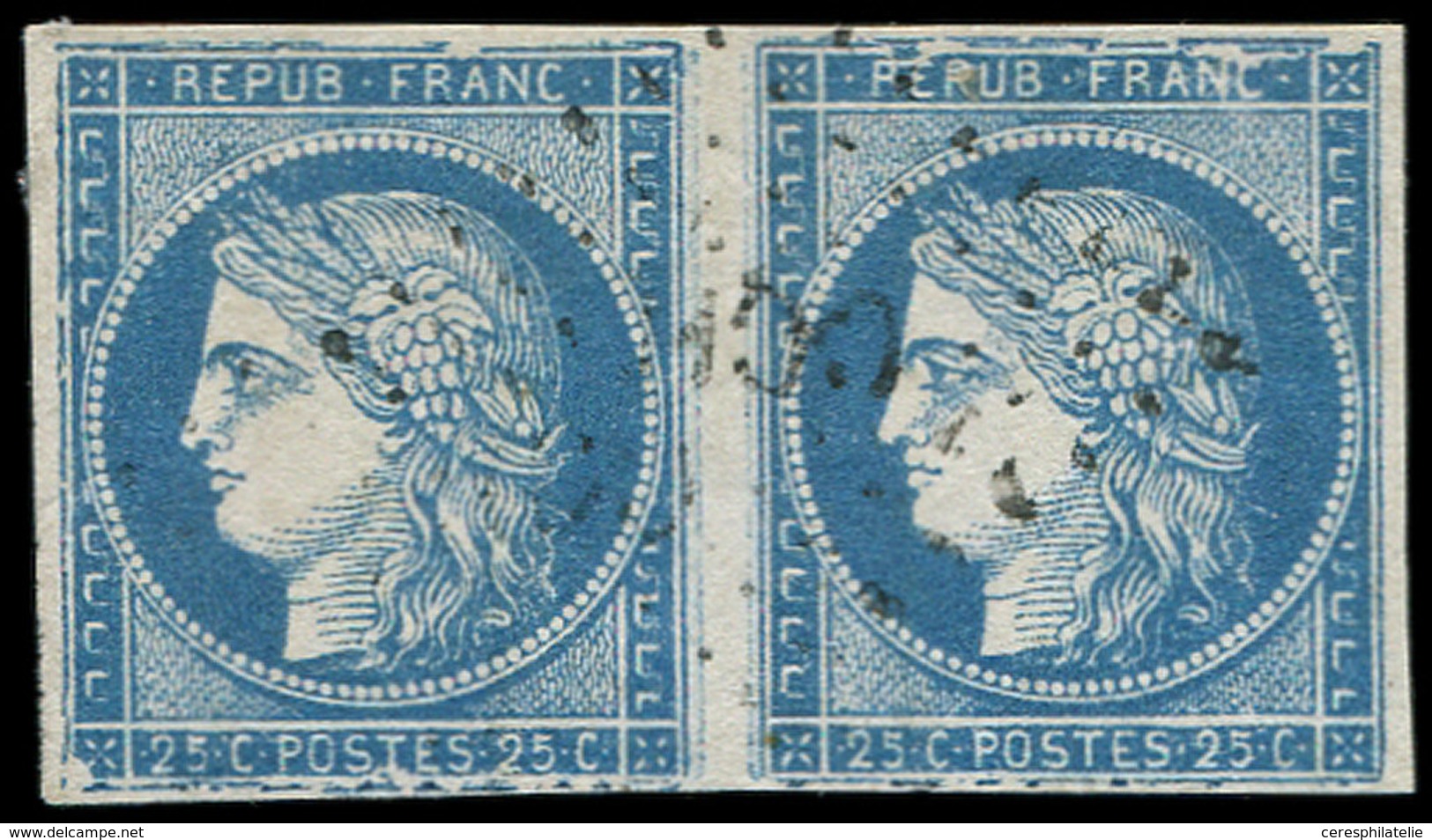 Colonies Générales - 23   25c. Bleu, T I, PAIRE, GRANDE CASSURE, Obl., TB - Sonstige & Ohne Zuordnung