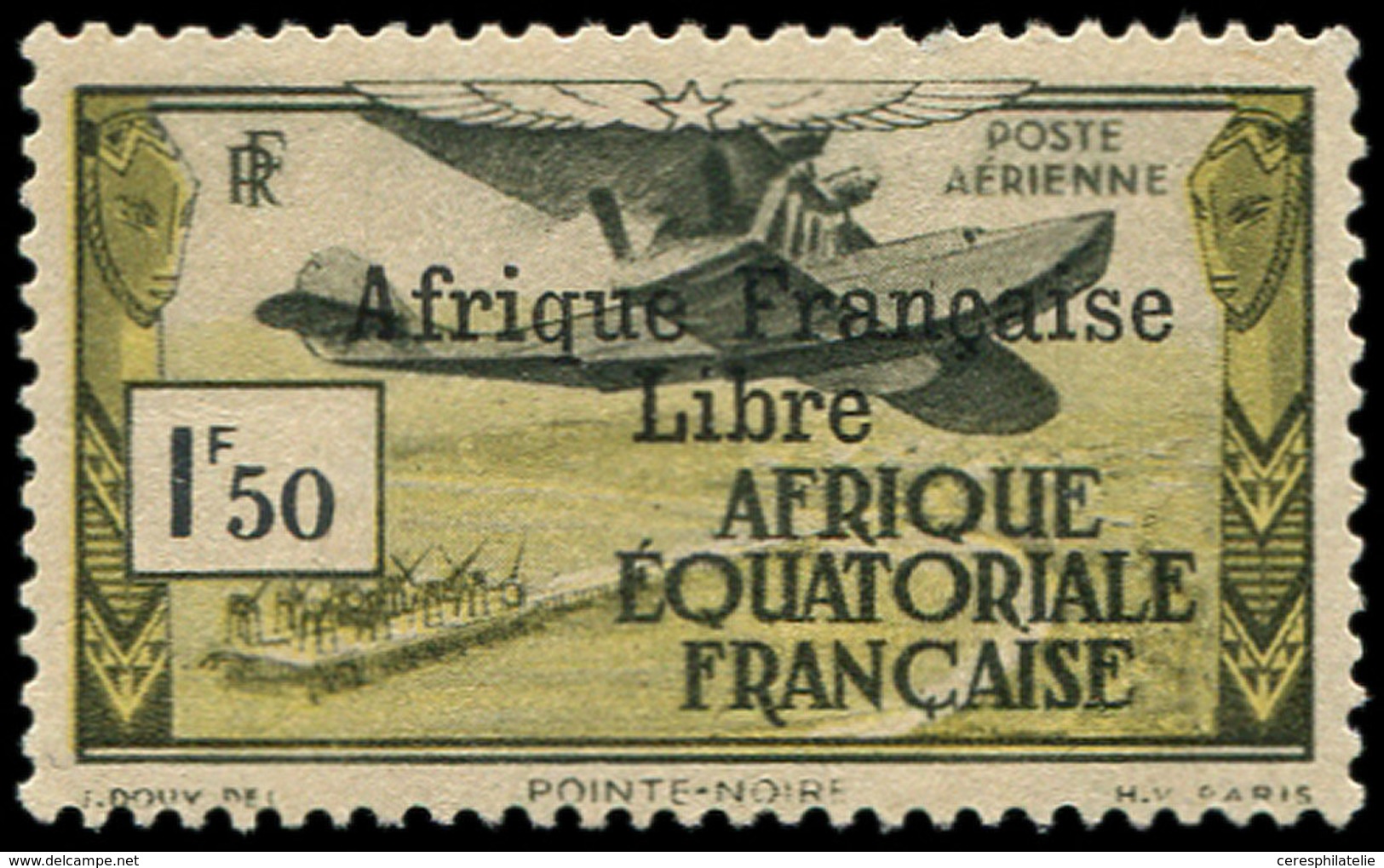 * A.E.F. PA 14 : 1f50 Noir Et Jaune-olive, FRANCE LIBRE, TB. Br - Autres & Non Classés