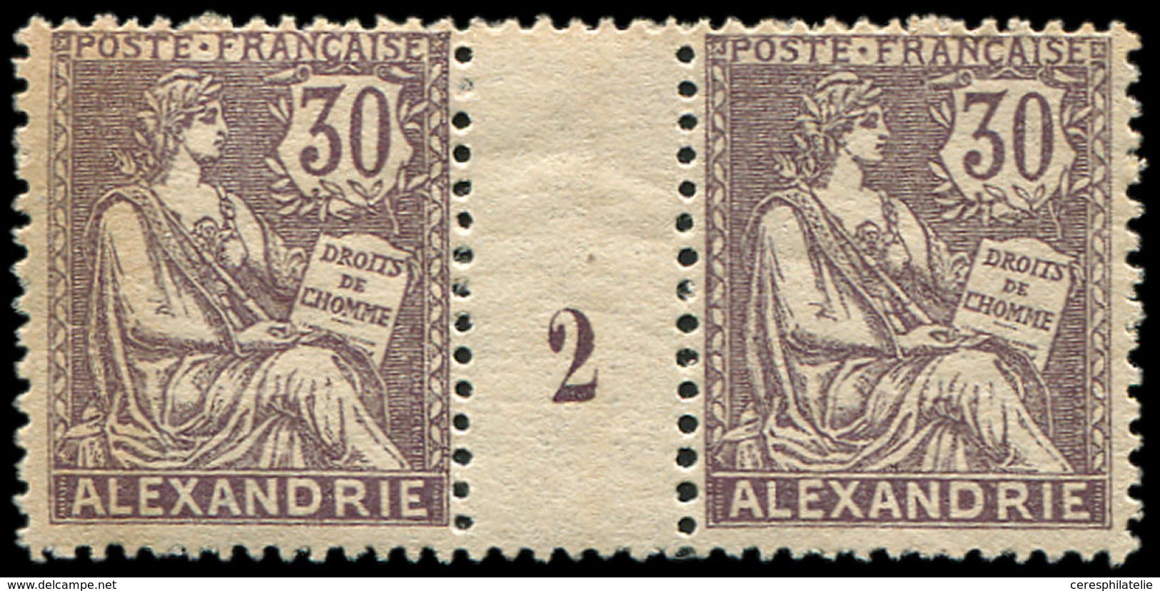 ** ALEXANDRIE 28 : 30c. Violet, PAIRE Mill.2, TB, Cote Maury - Other & Unclassified