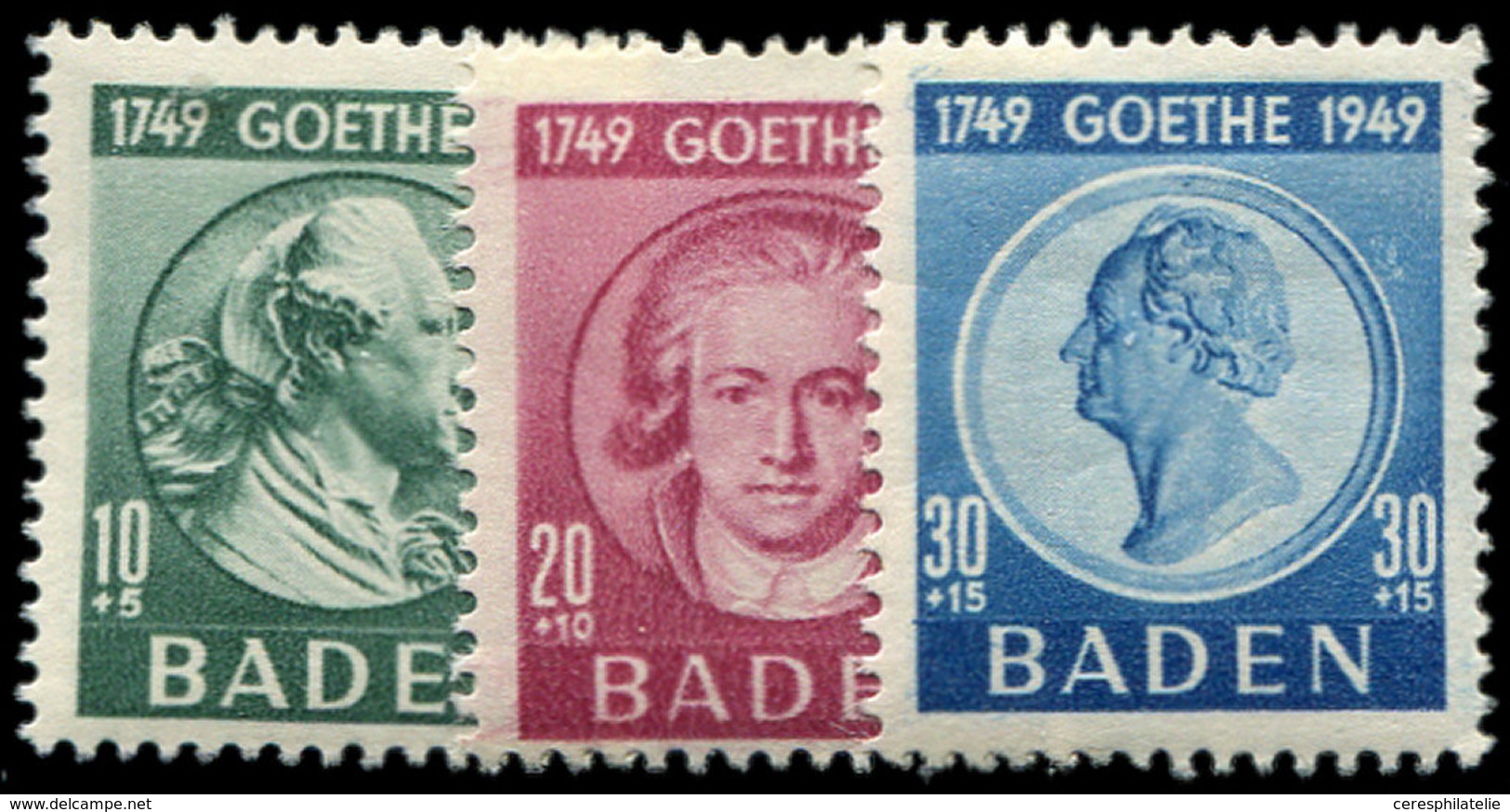 * ALLEMAGNE Z.O.F.  BADE 48/50 : Goethe, La Série, TB - Otros & Sin Clasificación