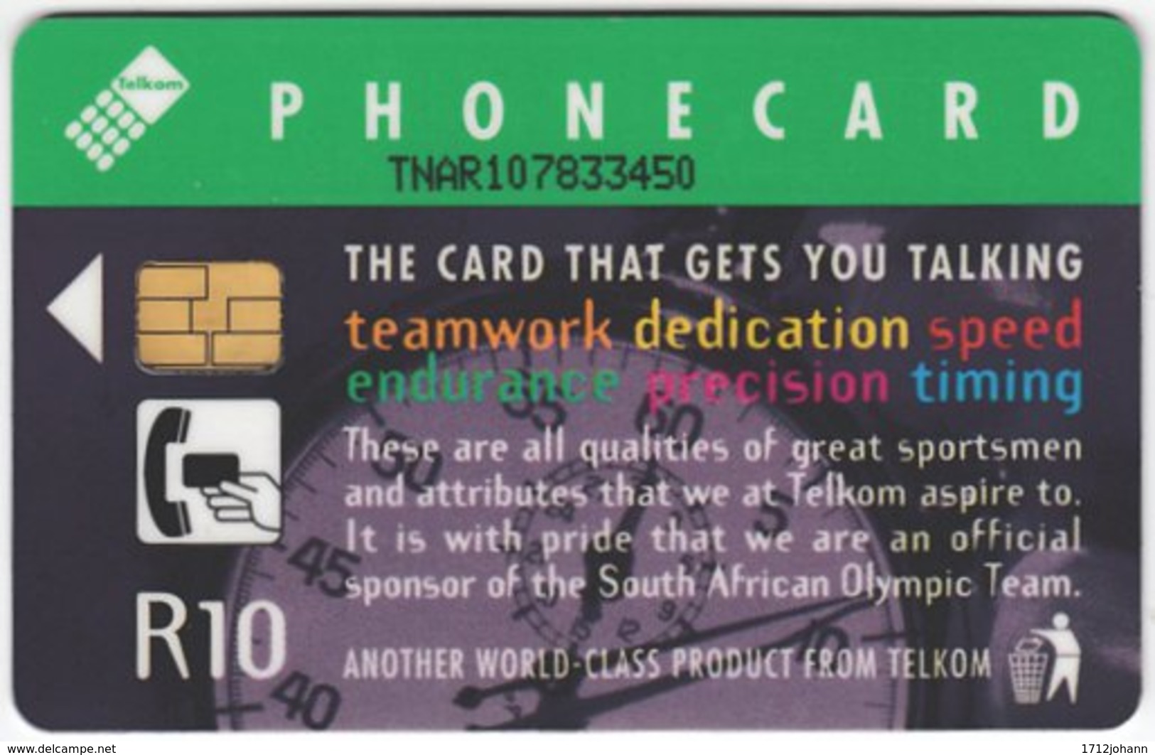 SOUTH AFRICA A-578 Chip Telkom - Event, Sport, Olympic Games, Soccer - Used - Südafrika