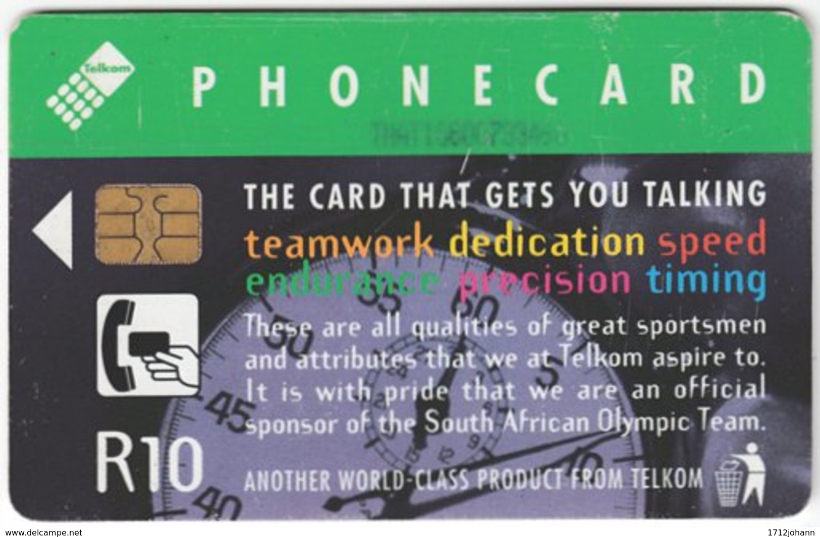 SOUTH AFRICA A-581 Chip Telkom - Event, Sport, Olympic Games, Cycling - Used - Südafrika