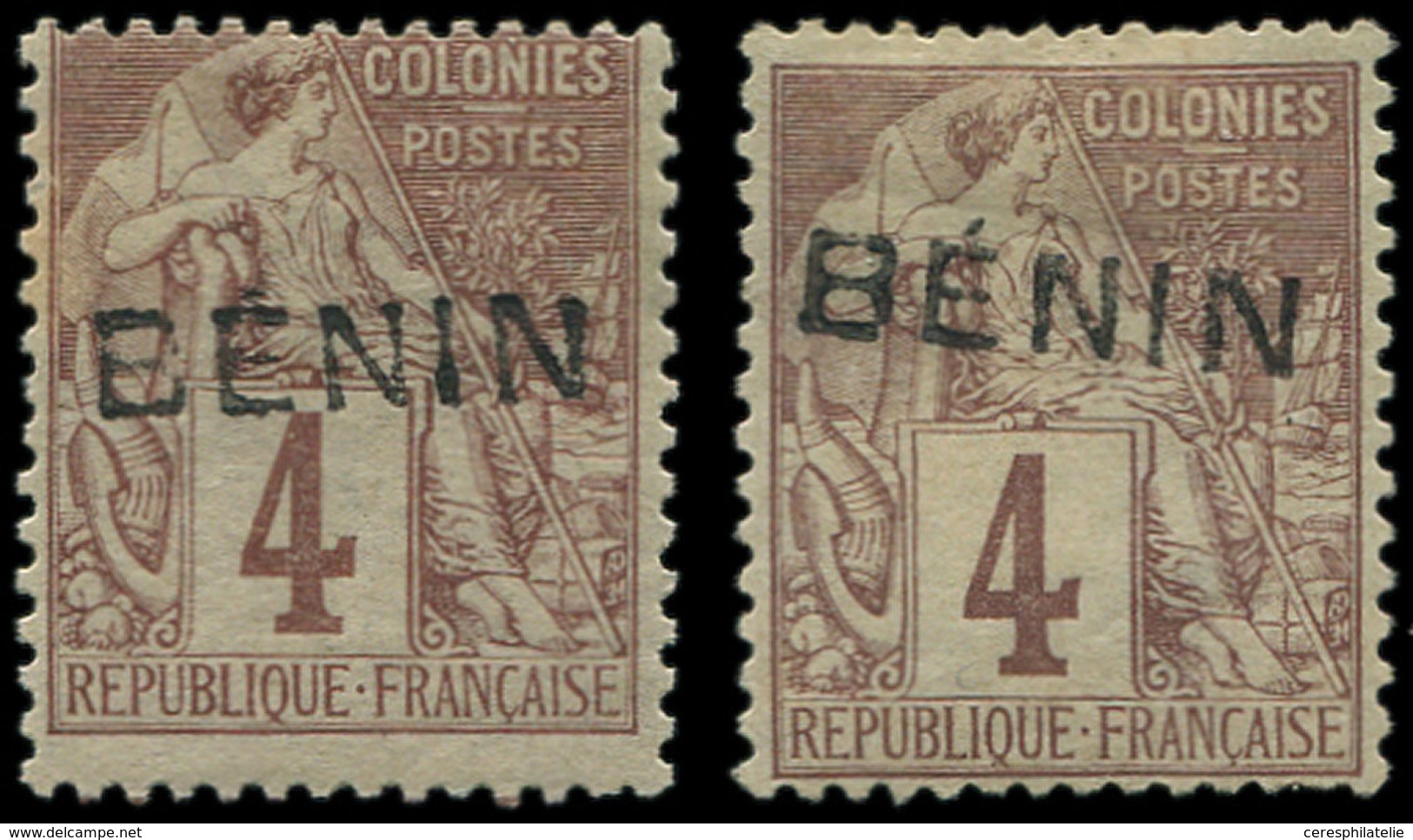 * BENIN 3 : 4c. Lilas-brun S. Gris, T IV, 2 Nuances, TB - Other & Unclassified