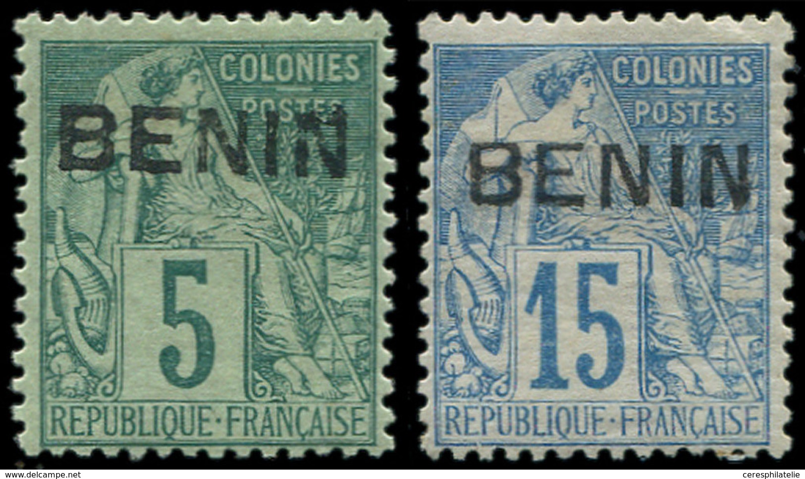 * BENIN 4 Et 6 : 5c. Vert Et 15c. Bleu, Surch. T III, Frais Et TTB, Cote Maury - Other & Unclassified