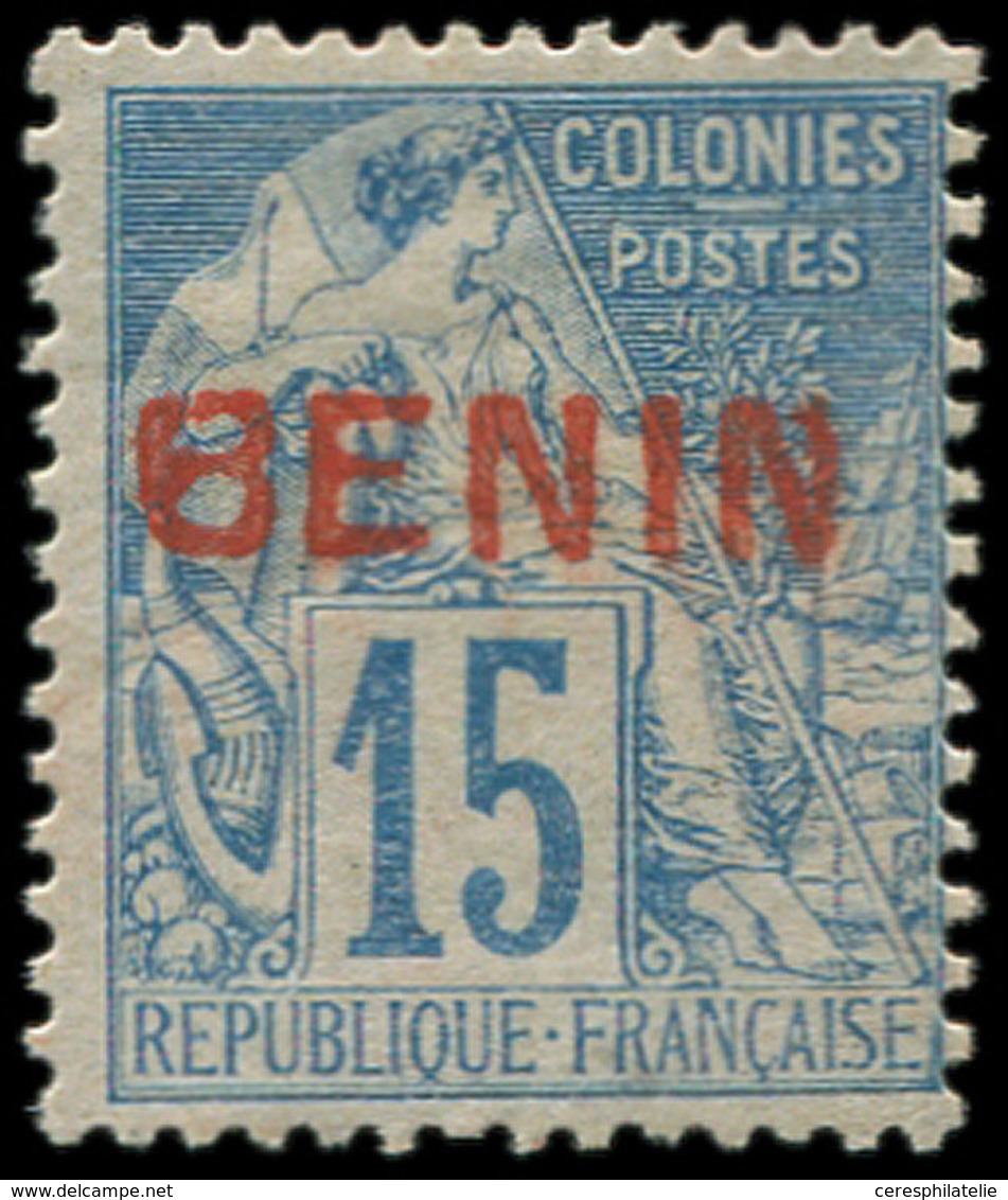 * BENIN 6B : 15c. Bleu, Surcharge Rouge, TB - Other & Unclassified