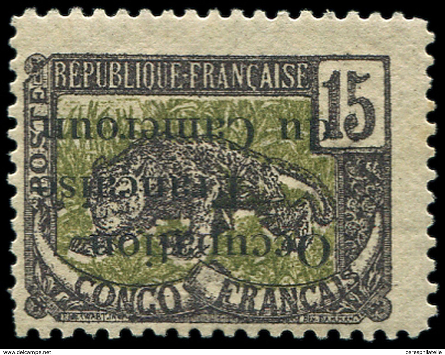 * CAMEROUN 57a : 15c. Violet Et Vert-olive, Surcharge RENVERSEE, TB - Other & Unclassified